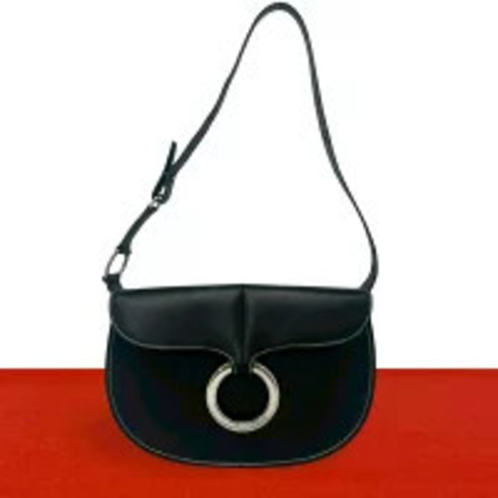 Loewe Ring Leather Hobo Bag Hobo Handbag Black